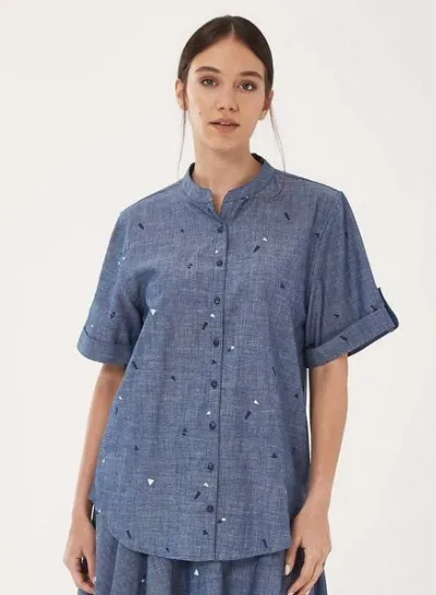 ORGANICATION ORGANICATION Bluse aus Bio-Baumwolle mit Stehkragen