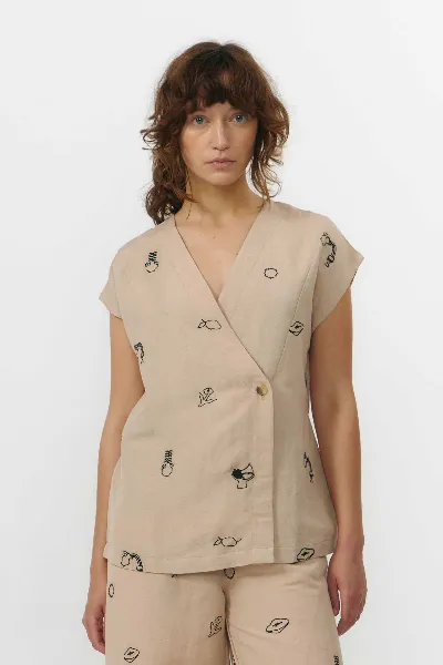 SUITE13LAB SUITE13LAB Damen vegan Weste Kiso Stickerei