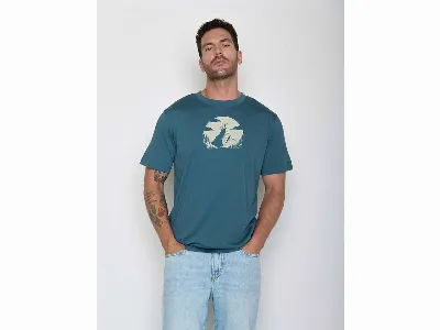GreenBomb GREENBOMB Bio-Herren-T-Shirt Nature Clouds mit Rundhalsausschnitt, tidal blue,