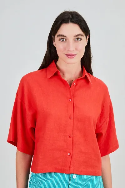 Brava Fabrics Bluse Boxy Squared Rot