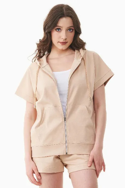 ORGANICATION ORGANICATION Damen vegan Hoodie Full-Zip Short-Sleeved Lightweight Soft