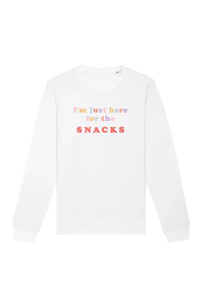 Oat Milk Club Oat Milk Club Damen vegan Sweatshirt Just Here For The Snacks Wit