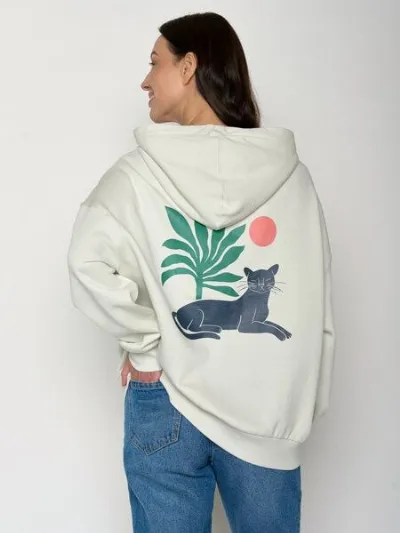 GreenBomb GREENBOMB Panther Leaves Mello - Lässiger Hoodie aus Bio-Baumwolle / hochwertiger Print / GOTS / Fair & Vegan