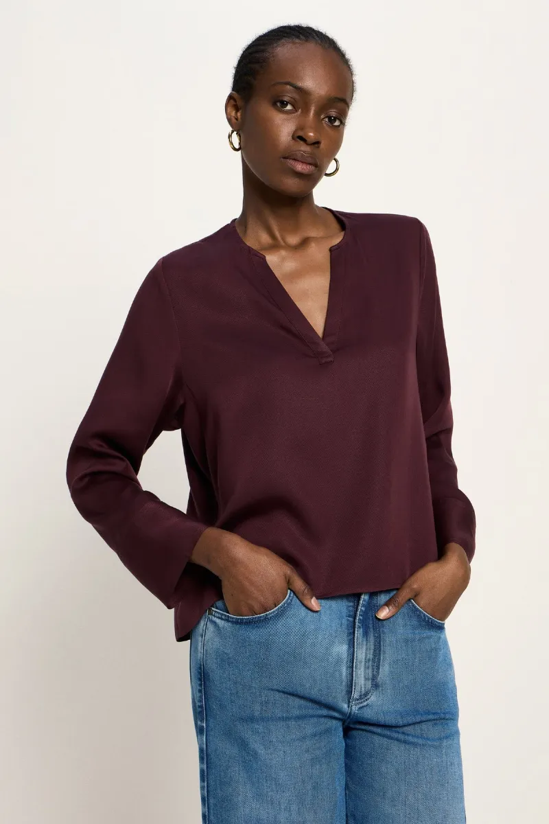 Lanius Bluse Tencel Bordeaux