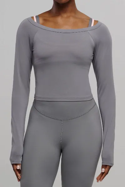 SEAAV SEAAV Damen vegan Top Boatneck Storm Grey