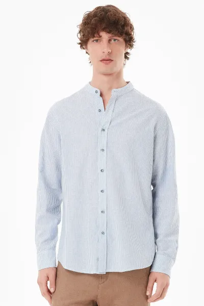 ORGANICATION ORGANICATION Herren vegan Hemd Blau Off White