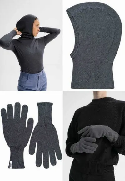 MELA MELA Bundle Feinstrick Balaklava CHARVI + Strick Handschuhe RISHI