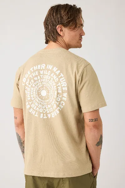 KnowledgeCotton Apparel KnowledgeCotton Apparel Herren vegan T-Shirt Rücken Print Twill