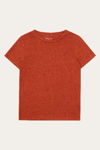 KnowledgeCotton Apparel KnowledgeCotton Apparel Damen vegan T-Shirt Reg Leinen Gebrannter Ziegel