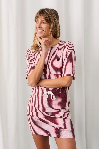 TWOTHIRDS TWOTHIRDS Damen vegan Kleid Sherkin Rot Gestreift