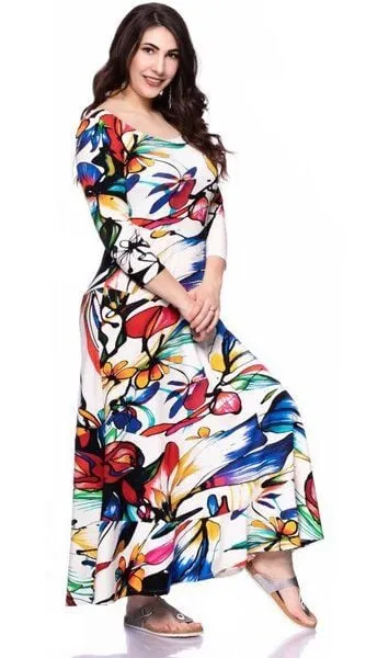 Ingoria Ingoria CAMILLA Maxikleid mit 3/4 Arm (Mit Print)