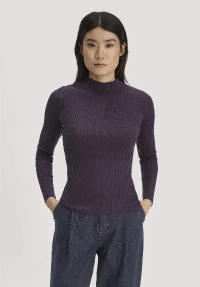 hessnatur hessnatur Damen Strick Pullover Fitted aus TENCEL™ Lyocell mit Bio-Baumwolle - lila