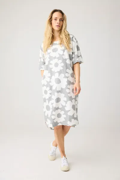 KnowledgeCotton Apparel KnowledgeCotton Apparel Damen vegan T-Shirt Kleid Mix Print Grau