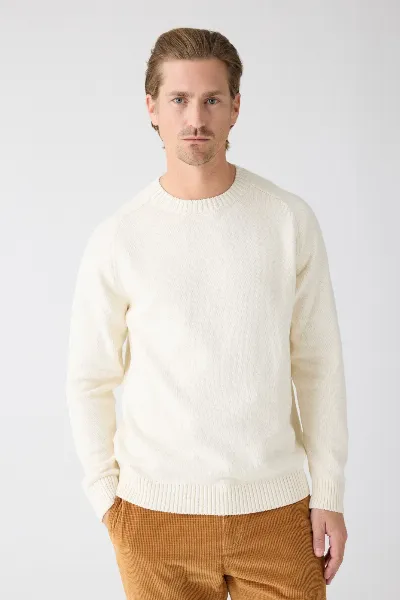 KnowledgeCotton Apparel KnowledgeCotton Apparel Herren vegan Strickpullover Einfarbig Rundhalsausschnitt Reiher