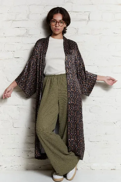 Yahmo Yahmo Damen vegan Kimono Liese Metropolis Schwarz/