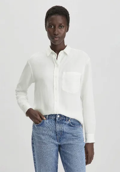 hessnatur hessnatur Damen Bluse Relaxed aus weichem TENCEL™ Lyocell mit Leinen - weiß