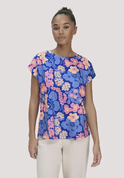 hessnatur hessnatur Damen Print T-Shirt Oversize LIV LEE aus Bio-Baumwolle - blau