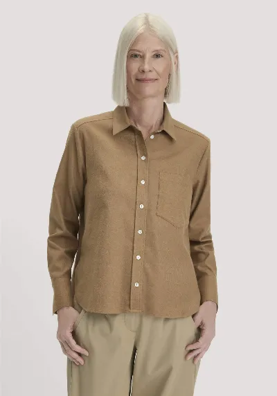 hessnatur hessnatur Damen Flanell Bluse Relaxed aus Bio-Baumwolle mit TENCEL™ Lyocell - braun