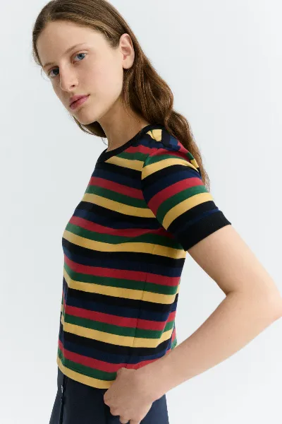 thinking mu Thinking MU Damen vegan T-Shirt Zowie R Bunte Streifen