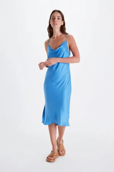 Neu Nomads Neu Nomads Damen vegan Kleid Cowl Neck Azure