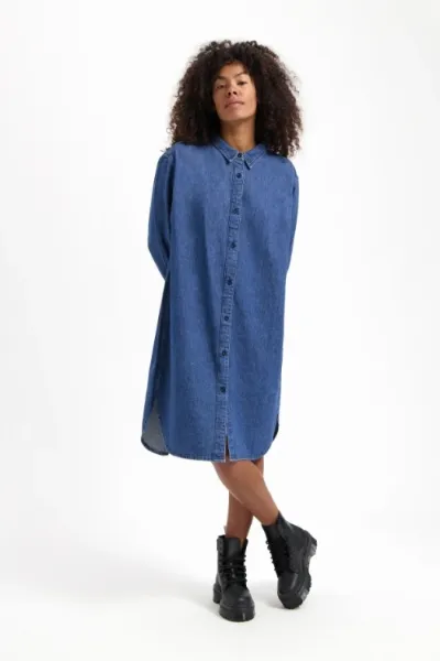 Kuyichi Kuyichi Damen vegan Denim Kleid Sabine Blau