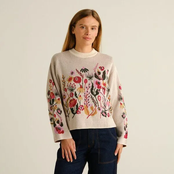 Dedicated DEDICATED Pullover aus Bio-Baumwolle - Limhamn Folk Flower