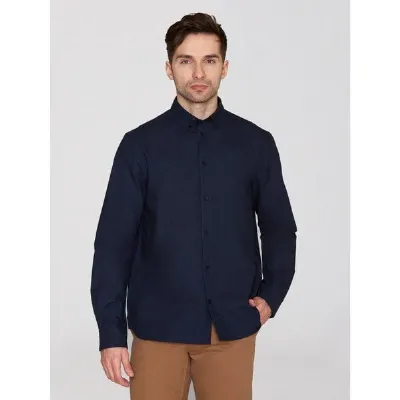 KnowledgeCotton Apparel KnowledgeCotton Apparel Regular Hemd HARALD Small Owl Oxford aus Bio-Baumwolle - ROC/GOTS/Vegan