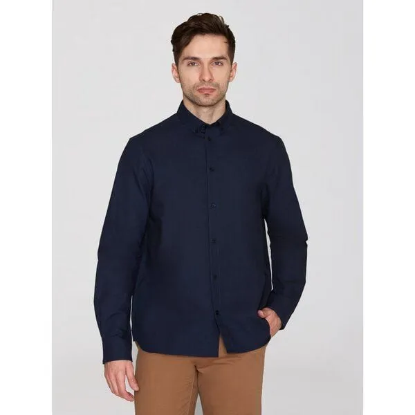 KnowledgeCotton Apparel KnowledgeCotton Apparel Regular Hemd HARALD Small Owl Oxford aus Bio-Baumwolle - ROC/GOTS/Vegan
