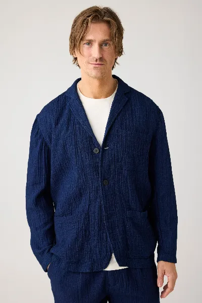 KnowledgeCotton Apparel KnowledgeCotton Apparel Herren vegan Blazer Dobby Indigo