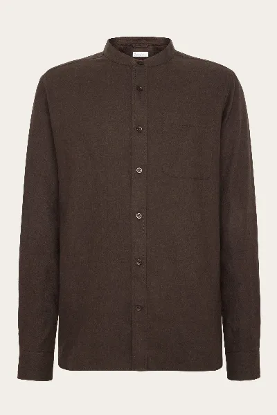 KnowledgeCotton Apparel KnowledgeCotton Apparel Herren vegan Hemd Stehkragen Regular Melange Chocolate Torte