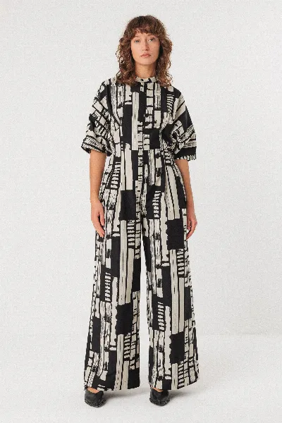 SKFK SKFK Damen vegan Jumpsuit Siloe Schwarz/WeiÃŸ