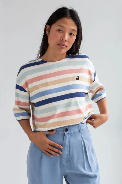TWOTHIRDS TWOTHIRDS Damen vegan Top Fingal Multicolour Stripes