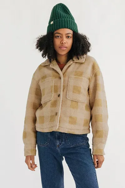 TWOTHIRDS TWOTHIRDS Damen vegan Jacke Hoben Mustard Check