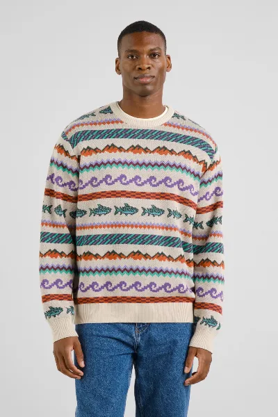 dedicated Strickpullover Mora Fair Isle Trout Off White