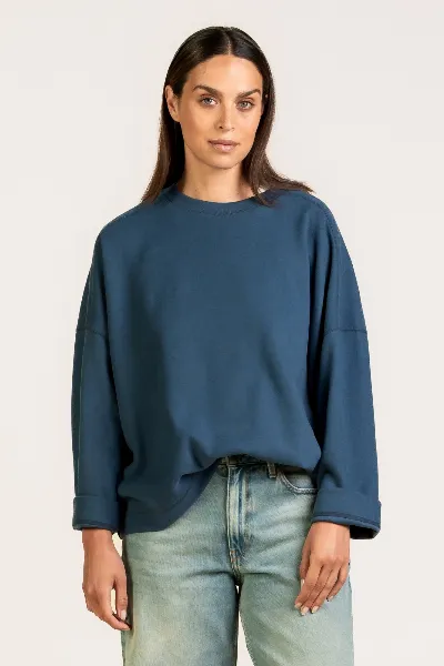 Kuyichi Kuyichi Damen vegan Pullover Hadley Langärmelig Ozeanblau