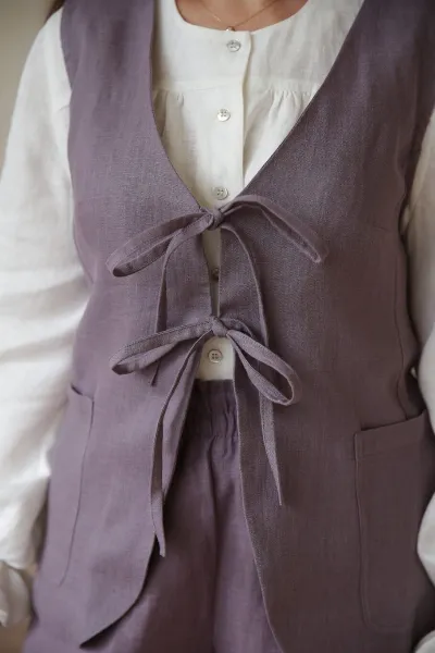 Amber Linen Amber Linen Damen vegan Weste Charlotte Lavendel Lila