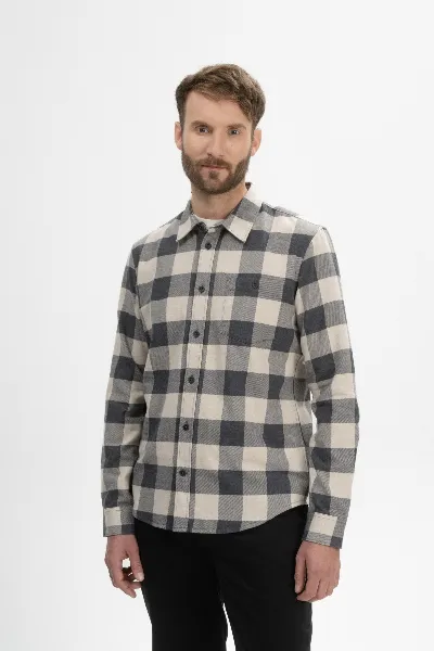 MELA MELA Herren vegan Hemd Flanell Sahel Anthrazit Kariert