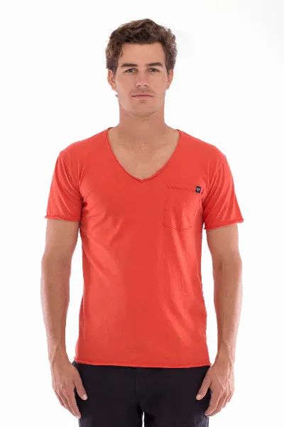 RAVENS VIEW IBIZA RAVENS VIEW IBIZA Herren vegan T-Shirt V-Ausschnitt Wild Pocket Terracotta