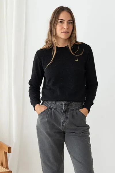 TWOTHIRDS TWOTHIRDS Damen vegan Sweater Wando Schwarz Meliert