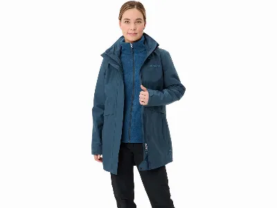 Vaude VAUDE Damen-Parka 'Idris 3in1 IV' mit angeschnittener Kapuze, dark sea,
