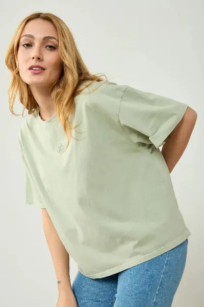 Clotsy Clotsy Damen vegan T-Shirt Oversized Grün