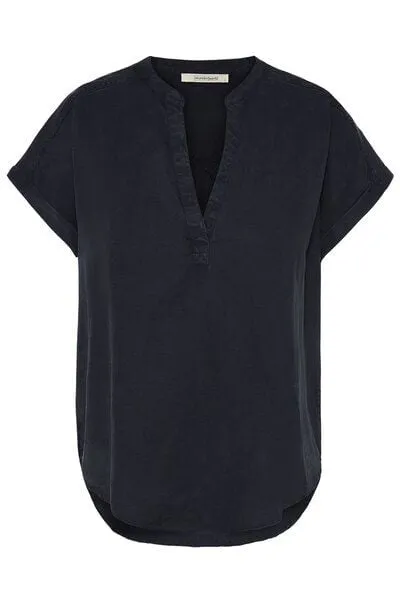 Wunderwerk Wunderwerk Damen Bluse kurzärmelig aus Leinen und TENCEL Henley Blouse 1/2