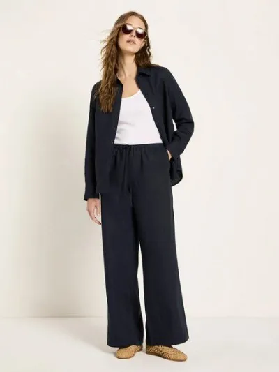 LANIUS LANIUS Hose GOTS mit Tunnelzug aus Bio-Leinen, Midnight