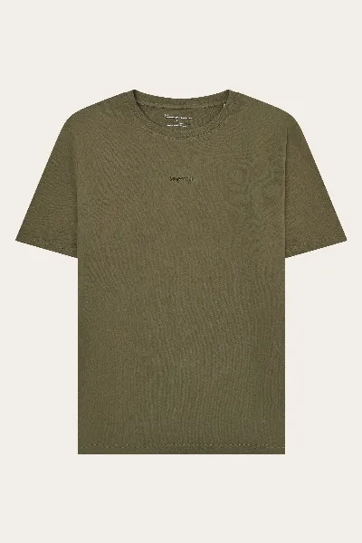 KnowledgeCotton Apparel KnowledgeCotton Apparel Herren vegan T-Shirt Bruststickerei Gebrannte Olive