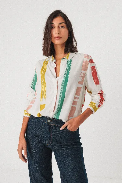 SKFK SKFK Damen vegan Shirt Asune Mehrfarbig Grün/Gelb