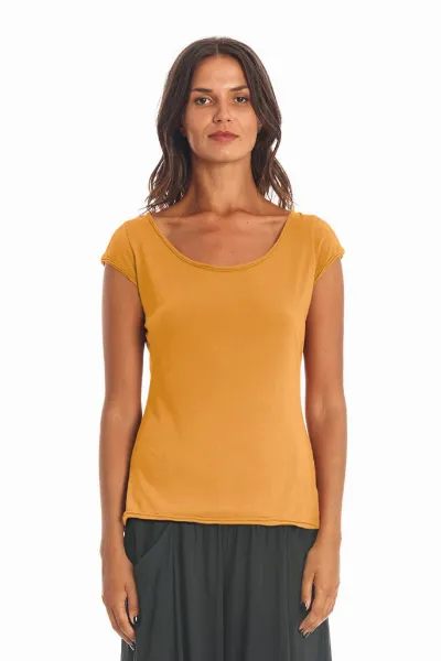 RAVENS VIEW IBIZA RAVENS VIEW IBIZA Damen vegan T-Shirt Boyfriend Gold Sand Gelb