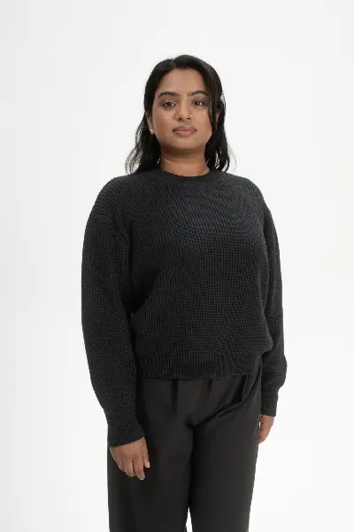 MELA MELA Damen vegan Strickpullover Rippe Adah