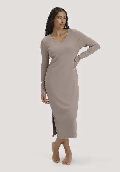 hessnatur hessnatur Damen Nachthemd SOFT RIB aus Bio-Baumwolle - beige