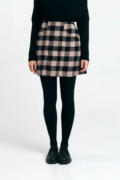 SUITE13LAB SUITE13LAB Damen vegan Rock Faro Check Schwarz Und Ecru