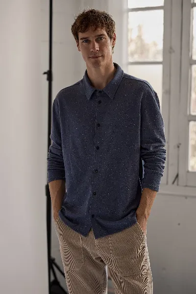 TWOTHIRDS TWOTHIRDS Herren vegan Hemd Bleiksoya Vintage Indigo